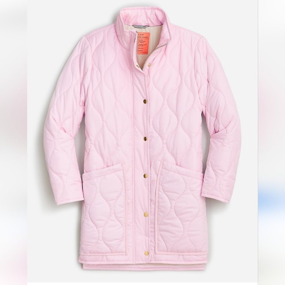 J. Crew Quilted Long Pink Jacket